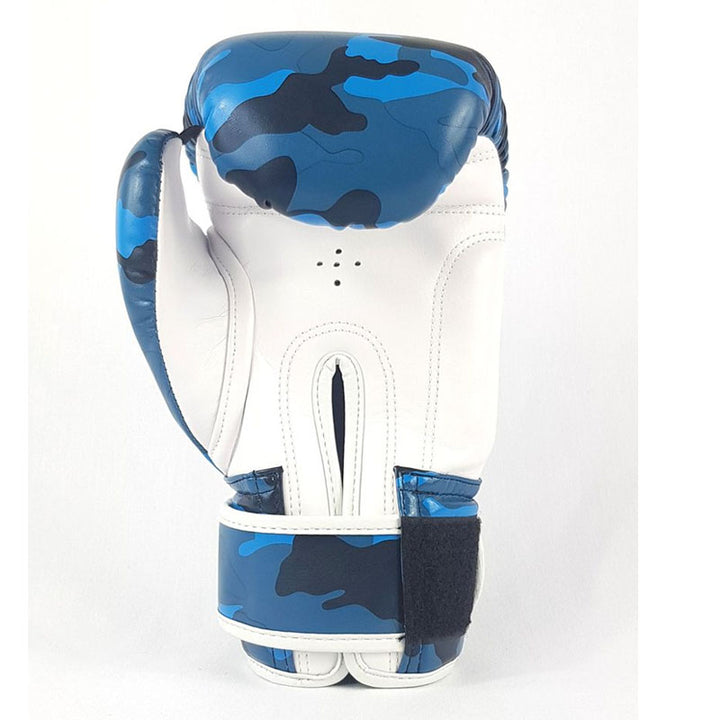 Camo Velcro Boxing Gloves - Blue & White