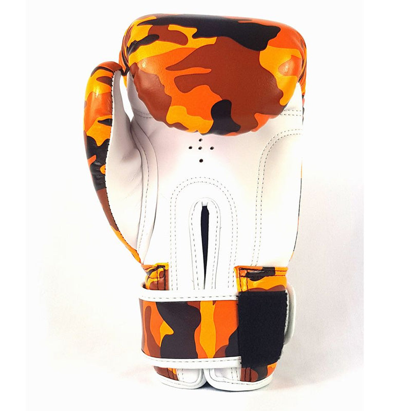 Camo Velcro Boxing Gloves - Orange & White