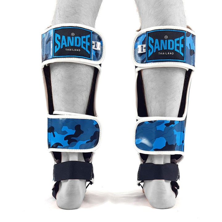 Kids Camo Boot Shinguards - Blue & White