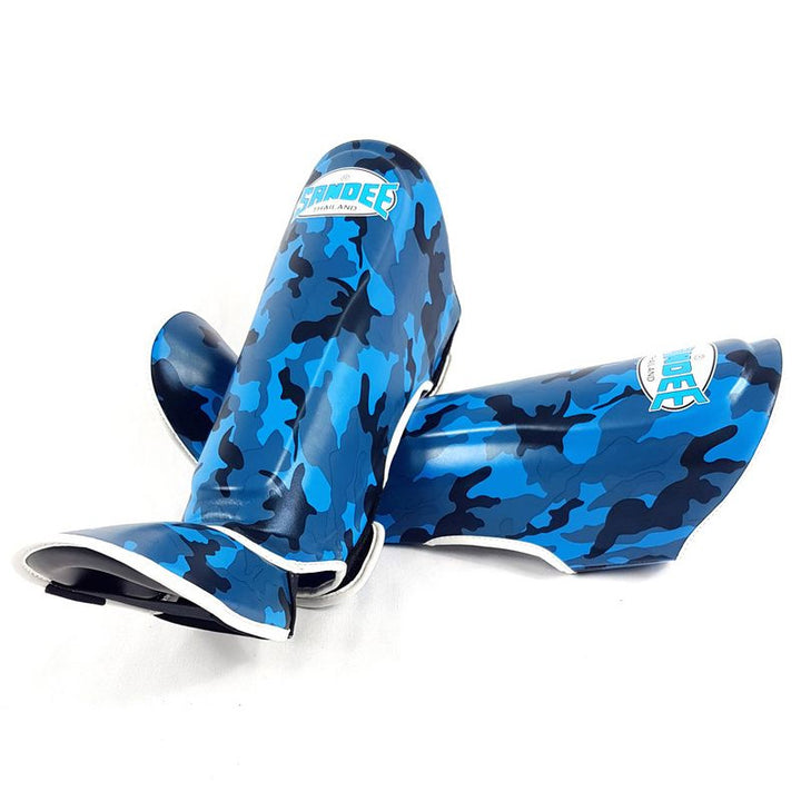 Kids Camo Boot Shinguards - Blue & White