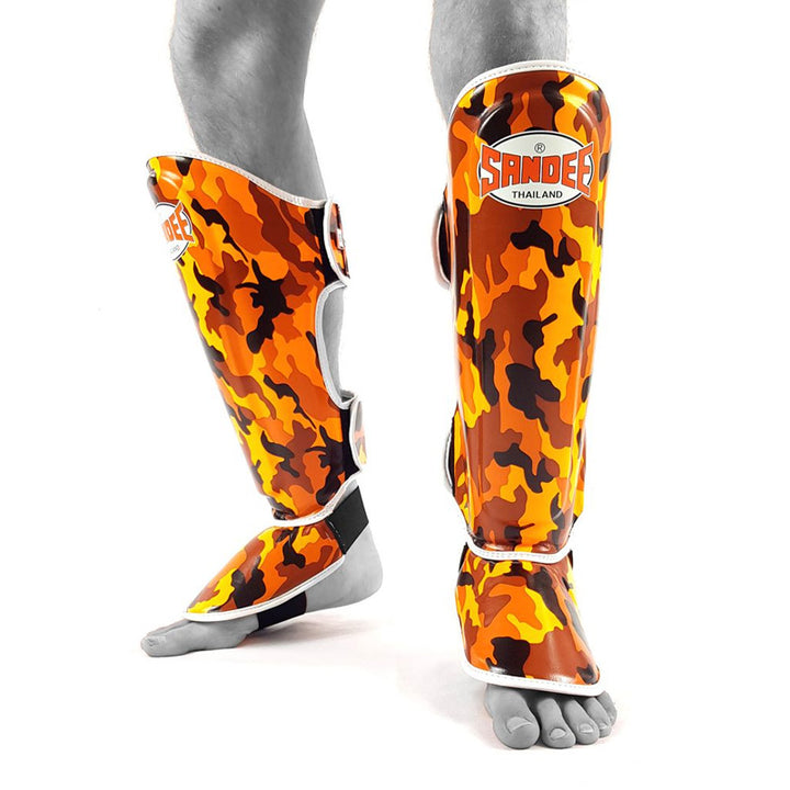 Camo Boot Shinguards - Orange & White