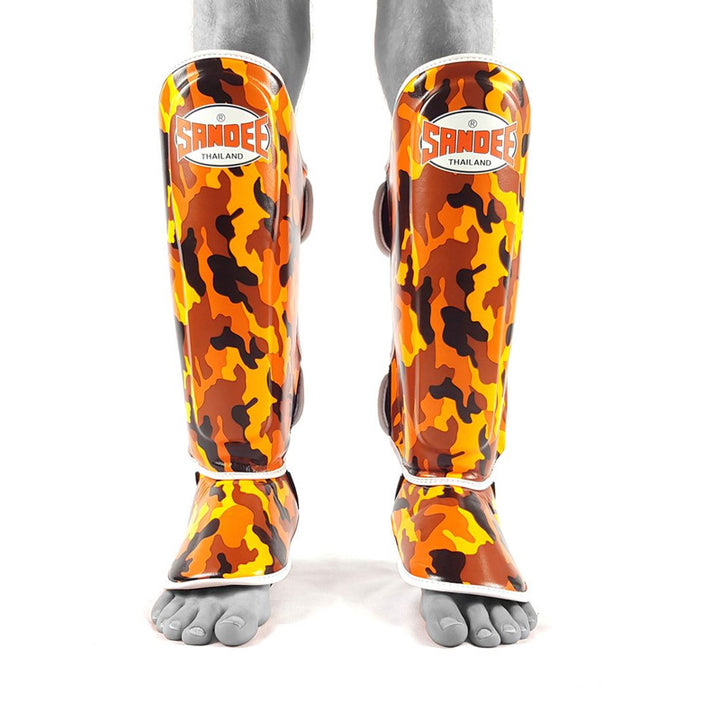 Camo Boot Shinguards - Orange & White