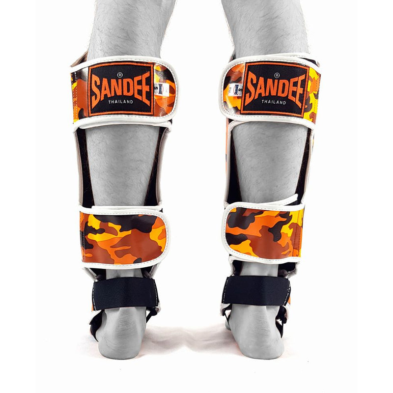 Camo Boot Shinguards - Orange & White