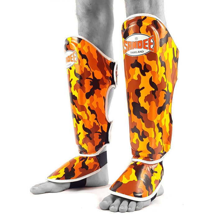 Camo Boot Shinguards - Orange & White