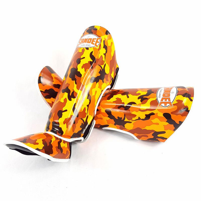 Camo Boot Shinguards - Orange & White