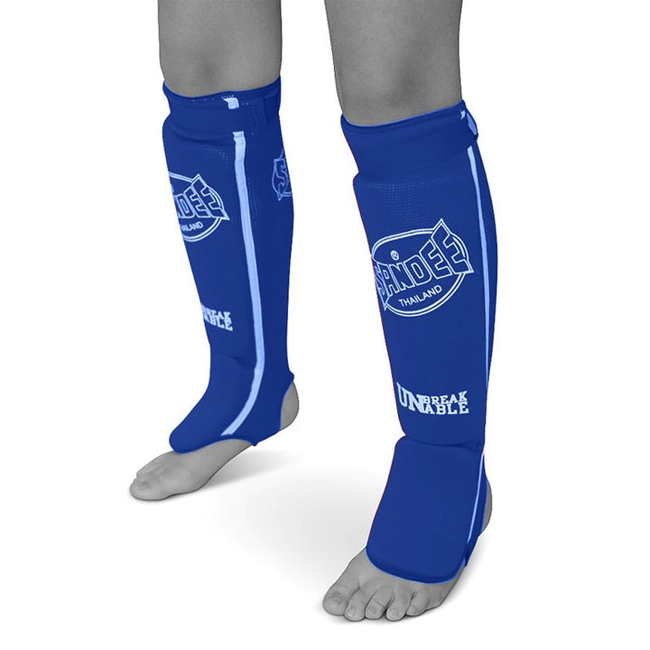 Cotton Slip-on Competition Shinguards - Blue & White