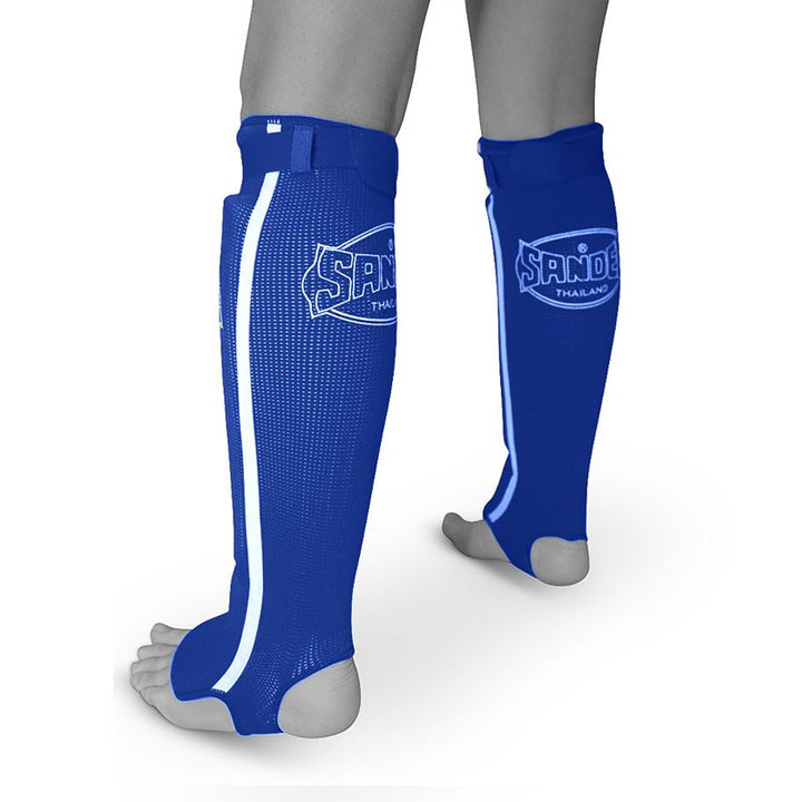 Cotton Slip-on Competition Shinguards - Blue & White