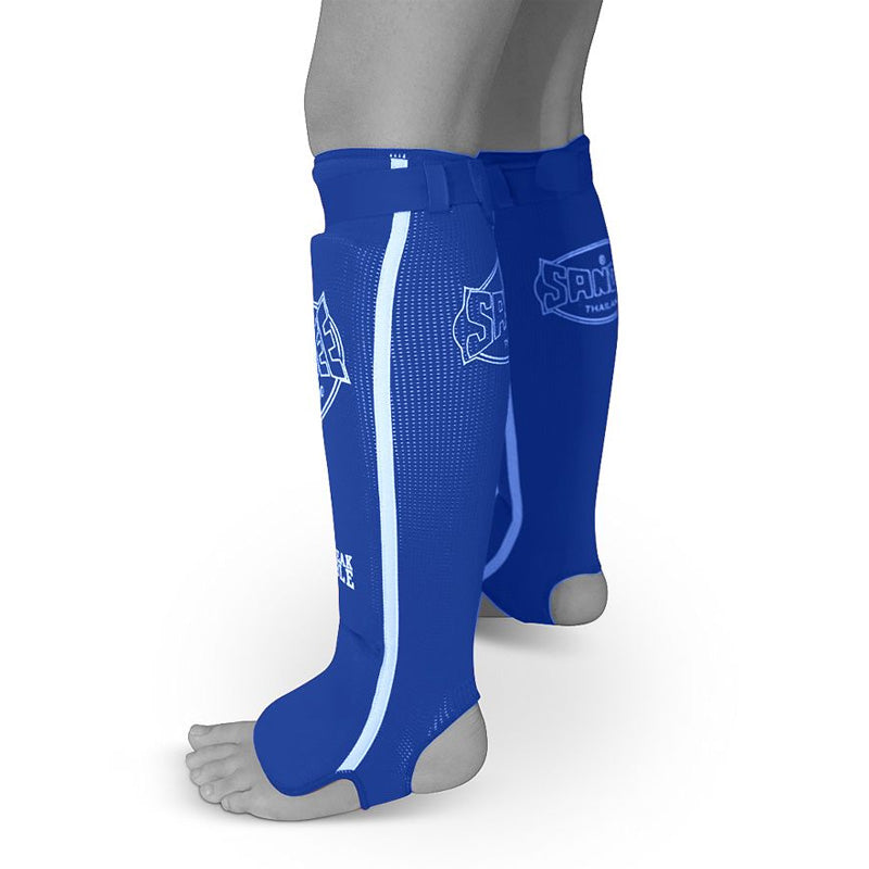 Cotton Slip-on Competition Shinguards - Blue & White