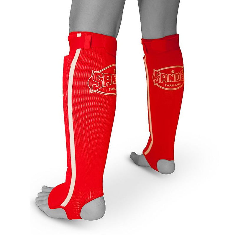 Cotton Slip-on Competition Shinguards - Red & White