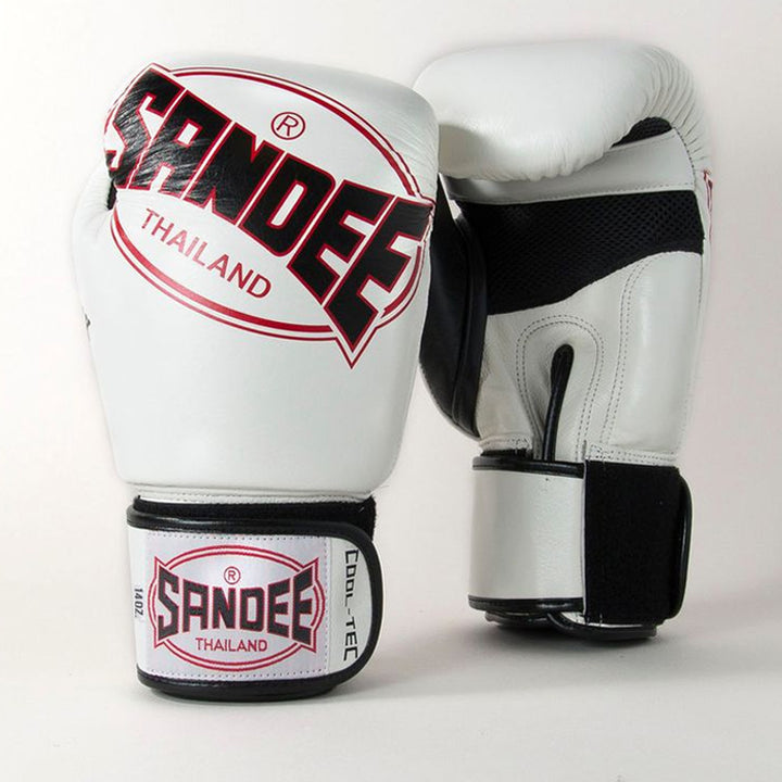 Cool-Tec Velcro 3 Tone Boxing Gloves - White, Black & Red