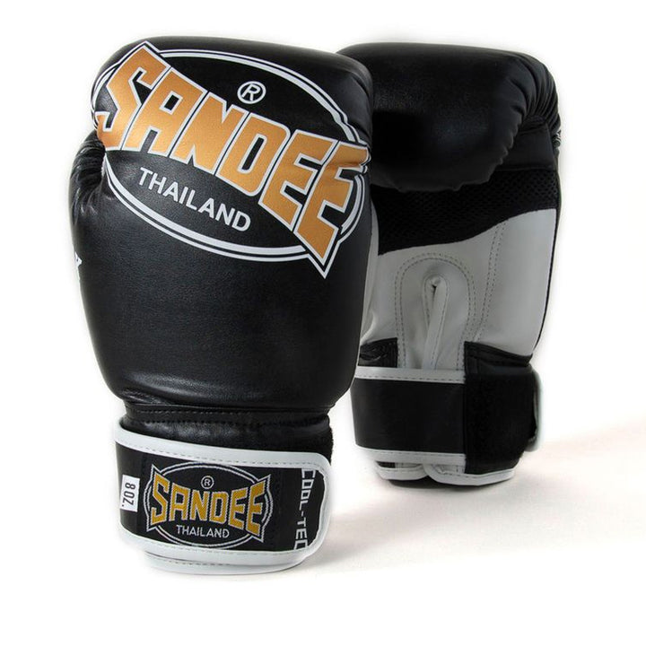 Kids Cool-Tec Velcro 3 Tone Boxing Gloves - Black, Gold & White