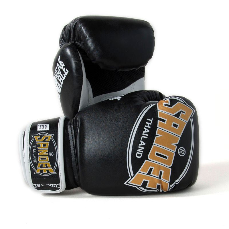 Kids Cool-Tec Velcro 3 Tone Boxing Gloves - Black, Gold & White