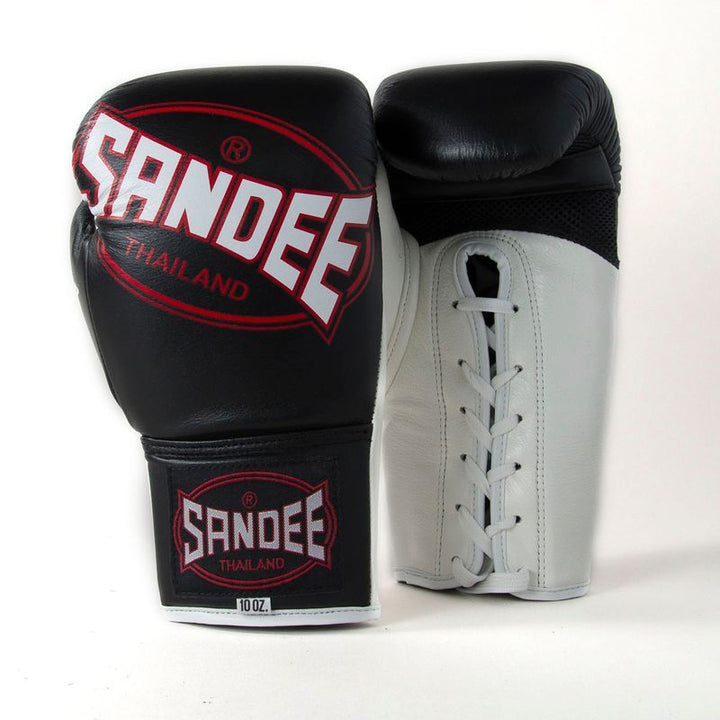 Cool-Tec Lace Up 3 Tone Boxing Gloves - Black, White & Red