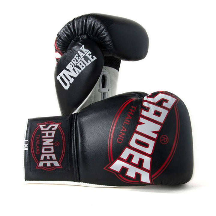 Cool-Tec Lace Up 3 Tone Boxing Gloves - Black, White & Red