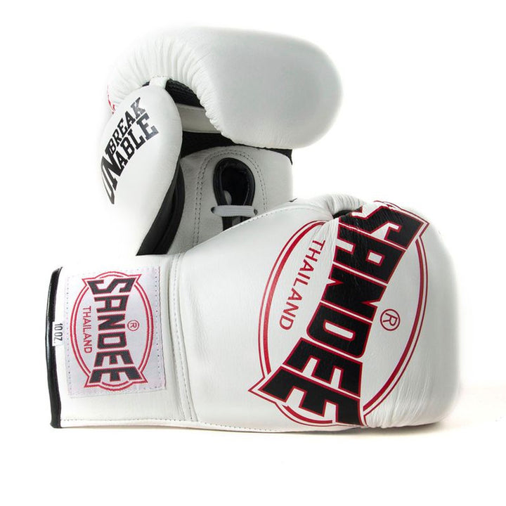 Cool-Tec Lace Up 3 Tone Boxing Gloves - White, Black & Red