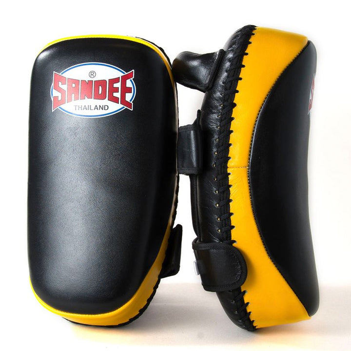 Curved Thai Kick Pads - Black & Yellow