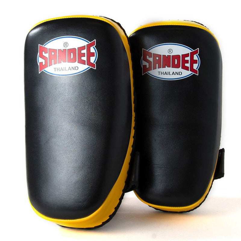 Curved Thai Kick Pads - Black & Yellow