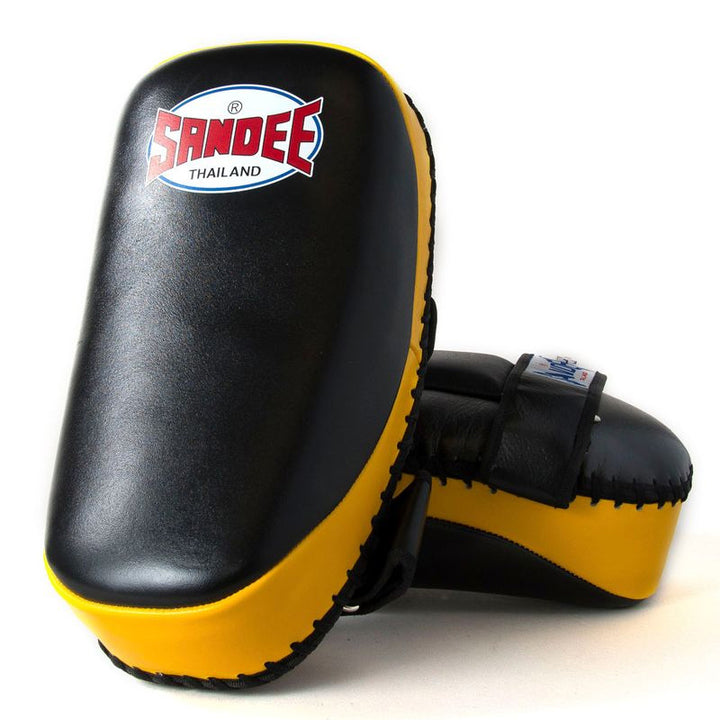 Curved Thai Kick Pads - Black & Yellow