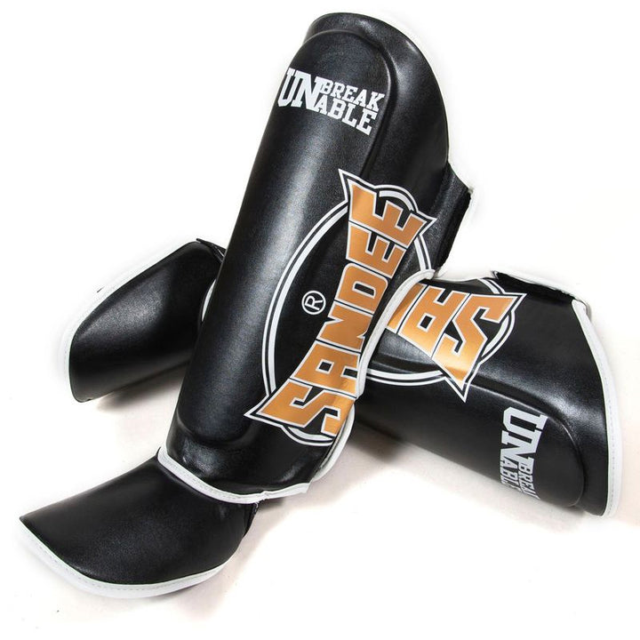 Cool-Tec Boot Shinguards - Black, Gold & White