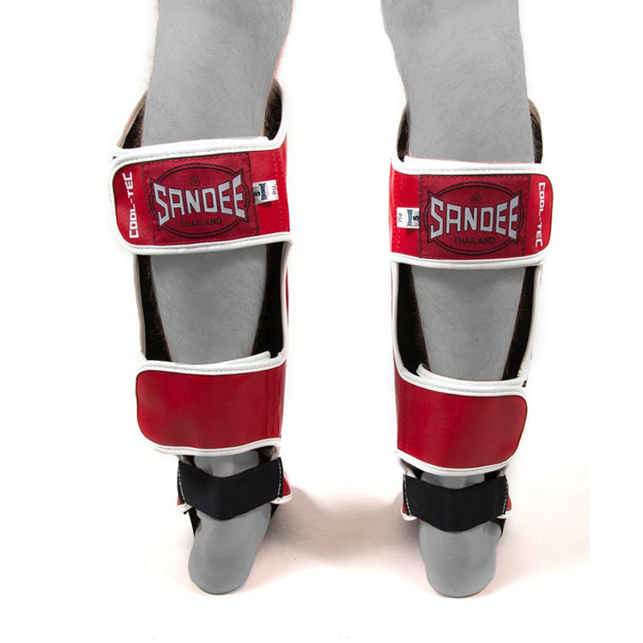 Cool-Tec Boot Shinguards - Red, White & Black