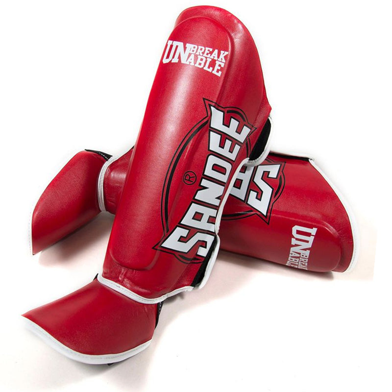 Cool-Tec Boot Shinguards - Red, White & Black