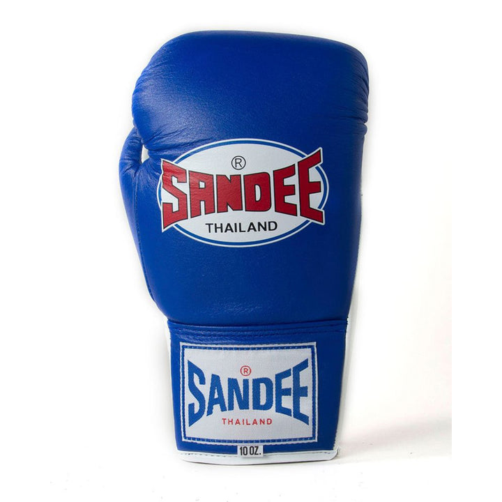 Authentic Lace Up Pro Fight Boxing Gloves - Blue & White