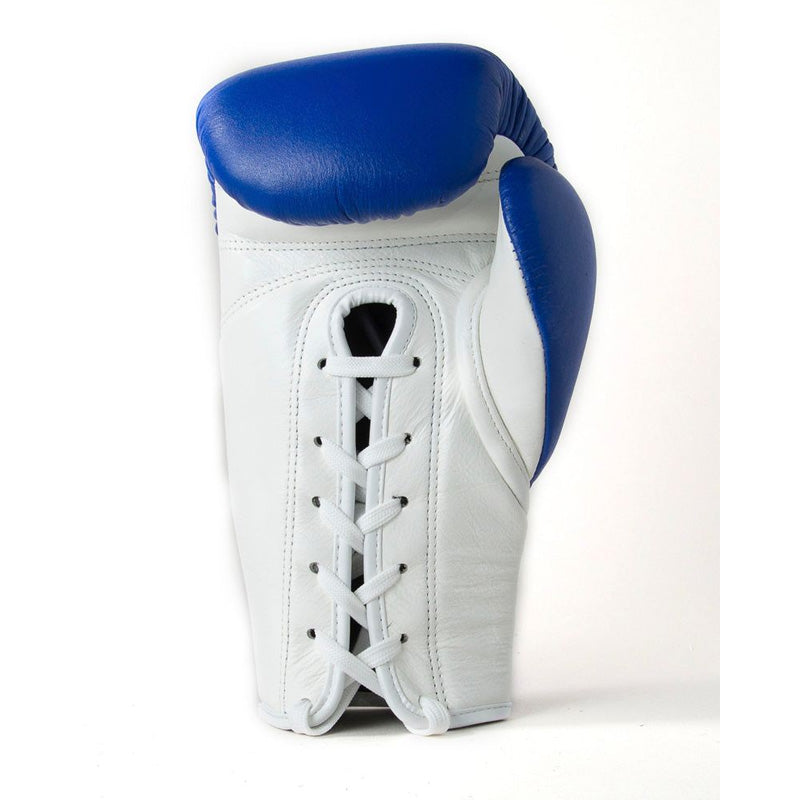 Authentic Lace Up Pro Fight Boxing Gloves - Blue & White