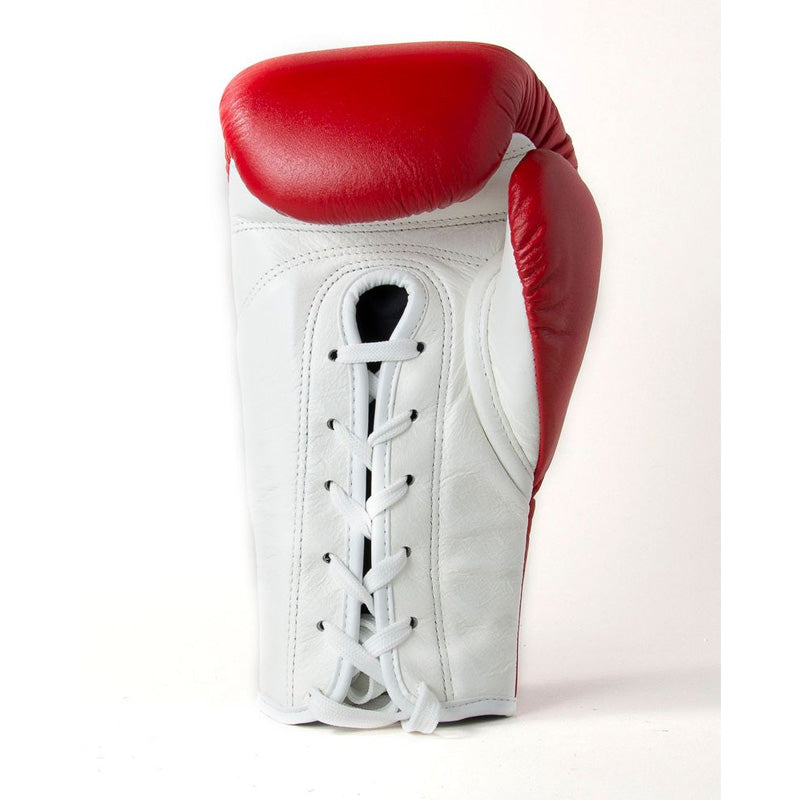 Authentic Lace Up Pro Fight Boxing Gloves - Red & White