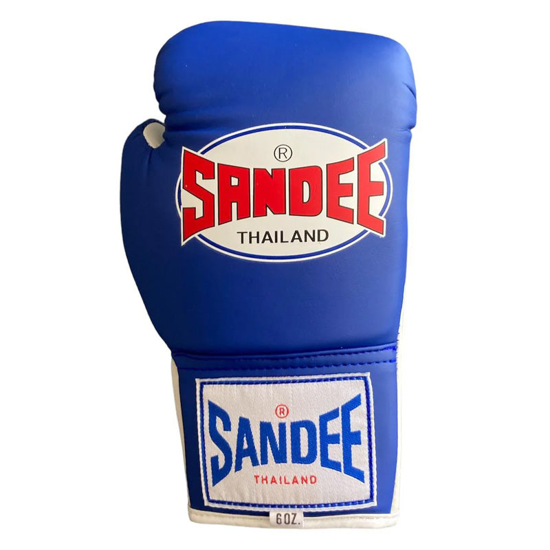 Kids Authentic Lace Up Pro Fight Boxing Gloves - Blue & White