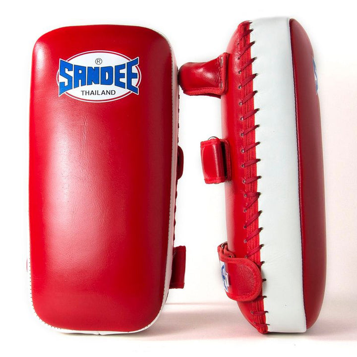 Extra Thick Flat Thai Kick Pads - Red & White