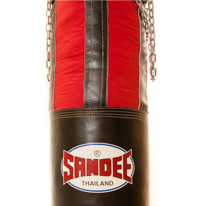 Half Leather Punch Bag - Black & Red