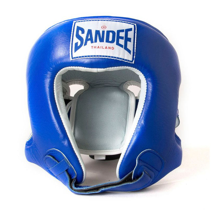 Kids Open Face Head Guard - Blue & White