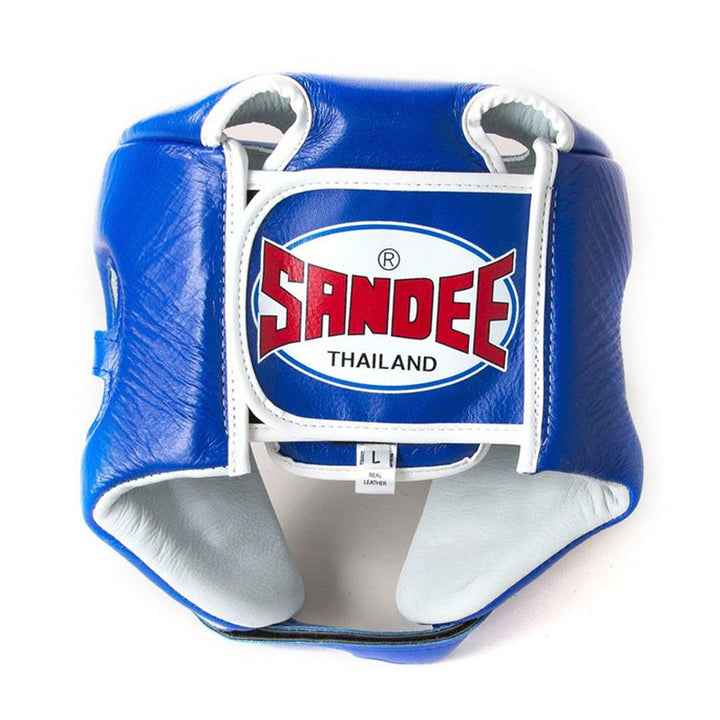 Kids Open Face Head Guard - Blue & White