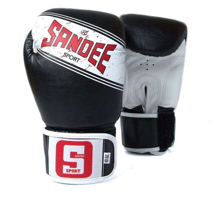 Sport Velcro 2 Tone Boxing Gloves - Black & White