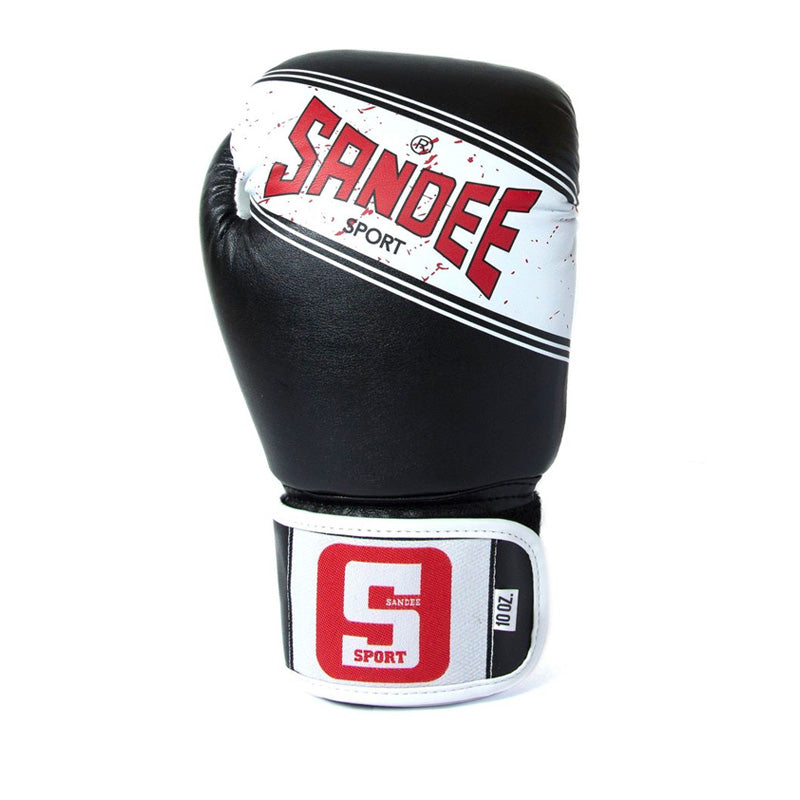 Sport Velcro 2 Tone Boxing Gloves - Black & White