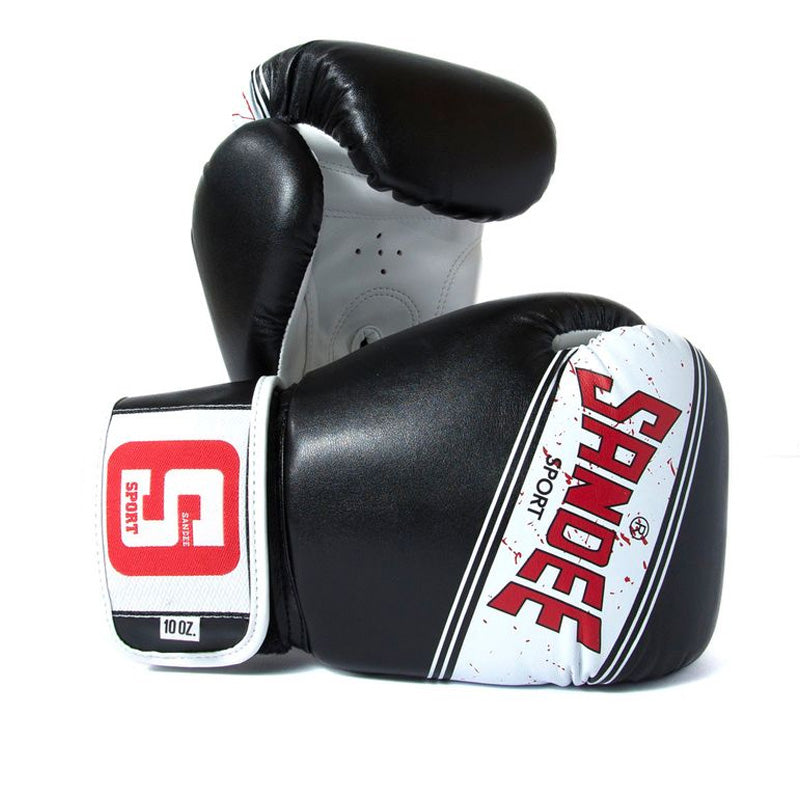 Sport Velcro 2 Tone Boxing Gloves - Black & White