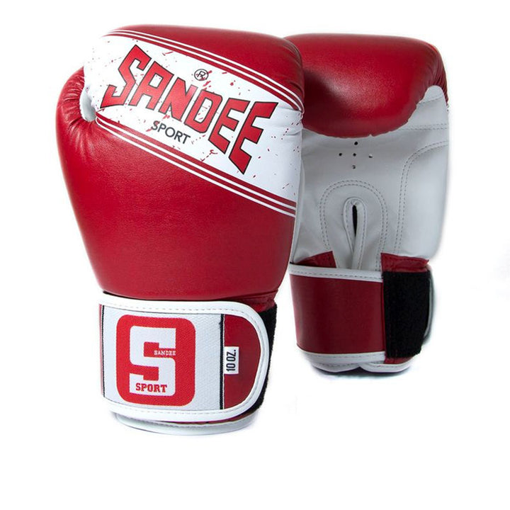 Sport Velcro 2 Tone Boxing Gloves - Red & White