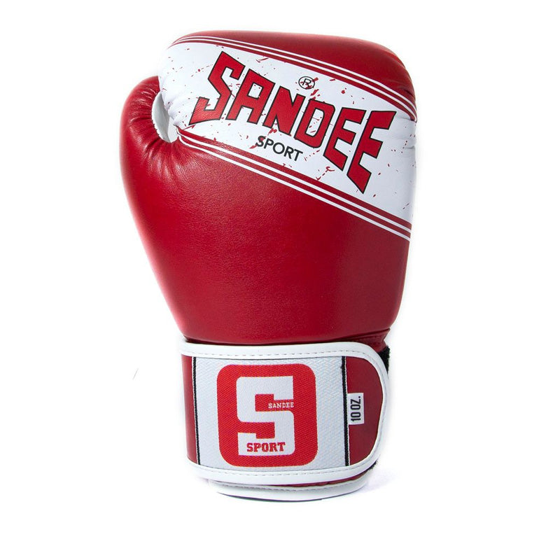 Sport Velcro 2 Tone Boxing Gloves - Red & White