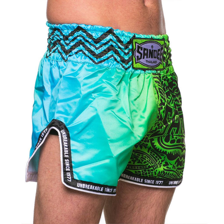 Thai Shorts - Warrior - Green/Blue